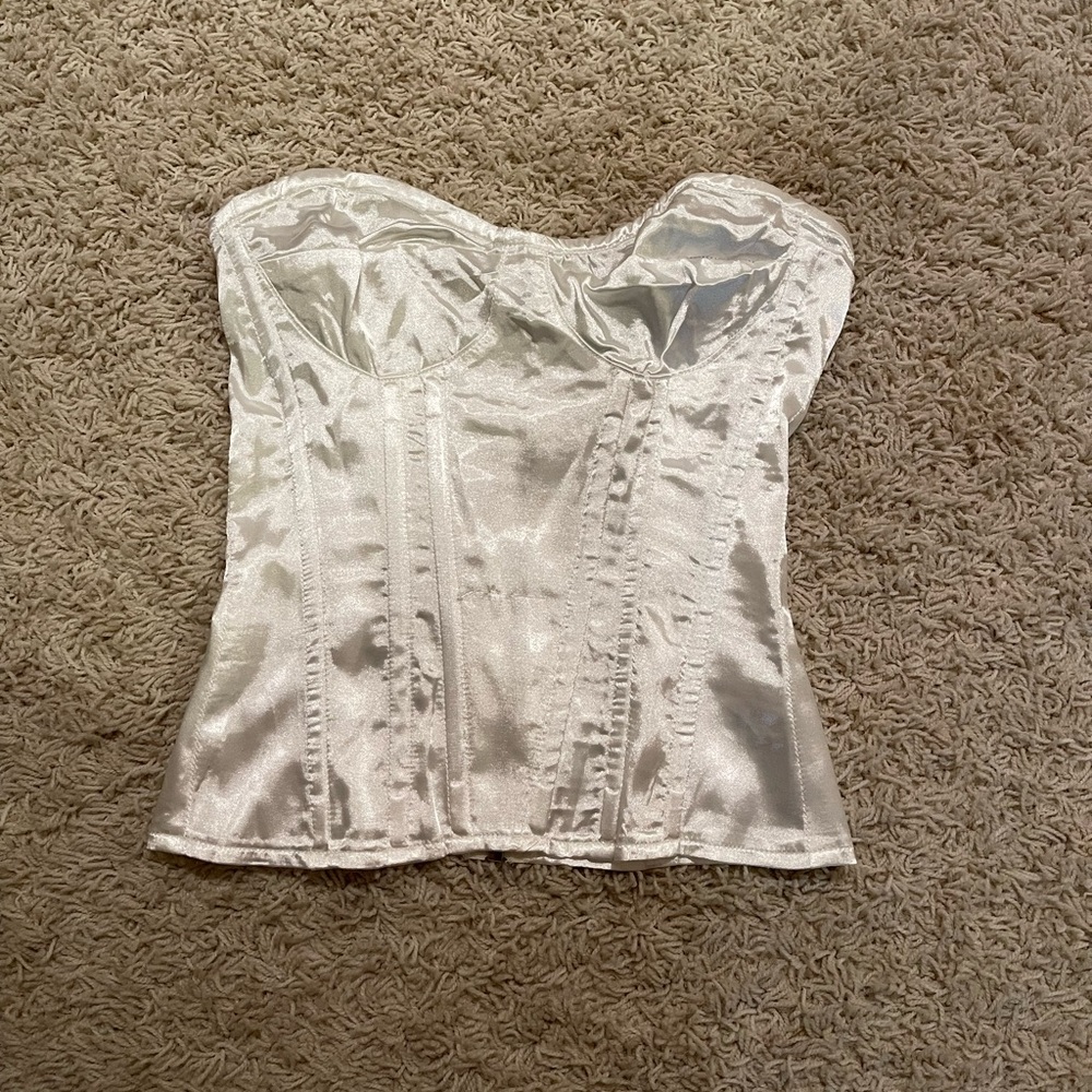 PrettyLittleThing White Satin Corset